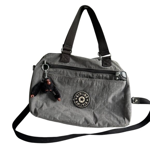 Kipling Travel Tote Gym Duffle Bag Women's Gray Black - Picture 1 of 11